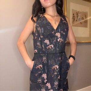 Ann Taylor Floral Cocktail Midi Dress